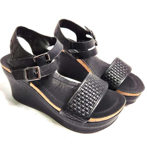 Pierre Dumas Hester-12 Wedge Sandals Size 8 Double-Buckle Vegan Faux Leather - Picture 16 of 16